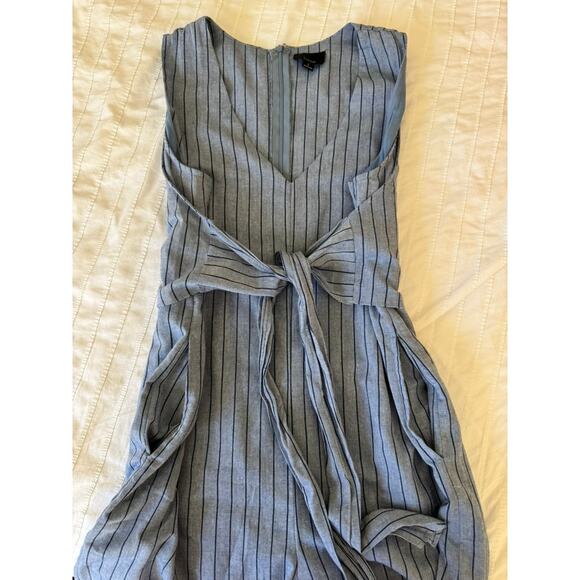Lumiere Women’s L Blue Striped Sleeveless Jumpsuit V-Neck Tie Waist Cropped - Picture 9 of 9